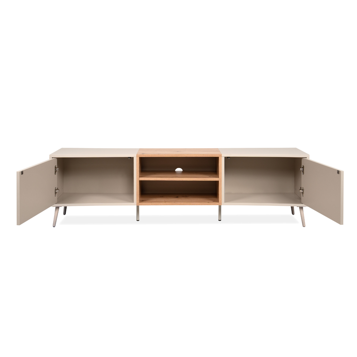 Meuble TV 2 niches, 2 portes MYR beige, CALICOSY