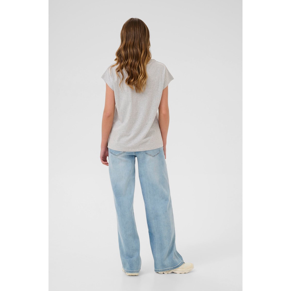 T-shirt à manches courtes gris grey mel. w. black deep print, KAFFE