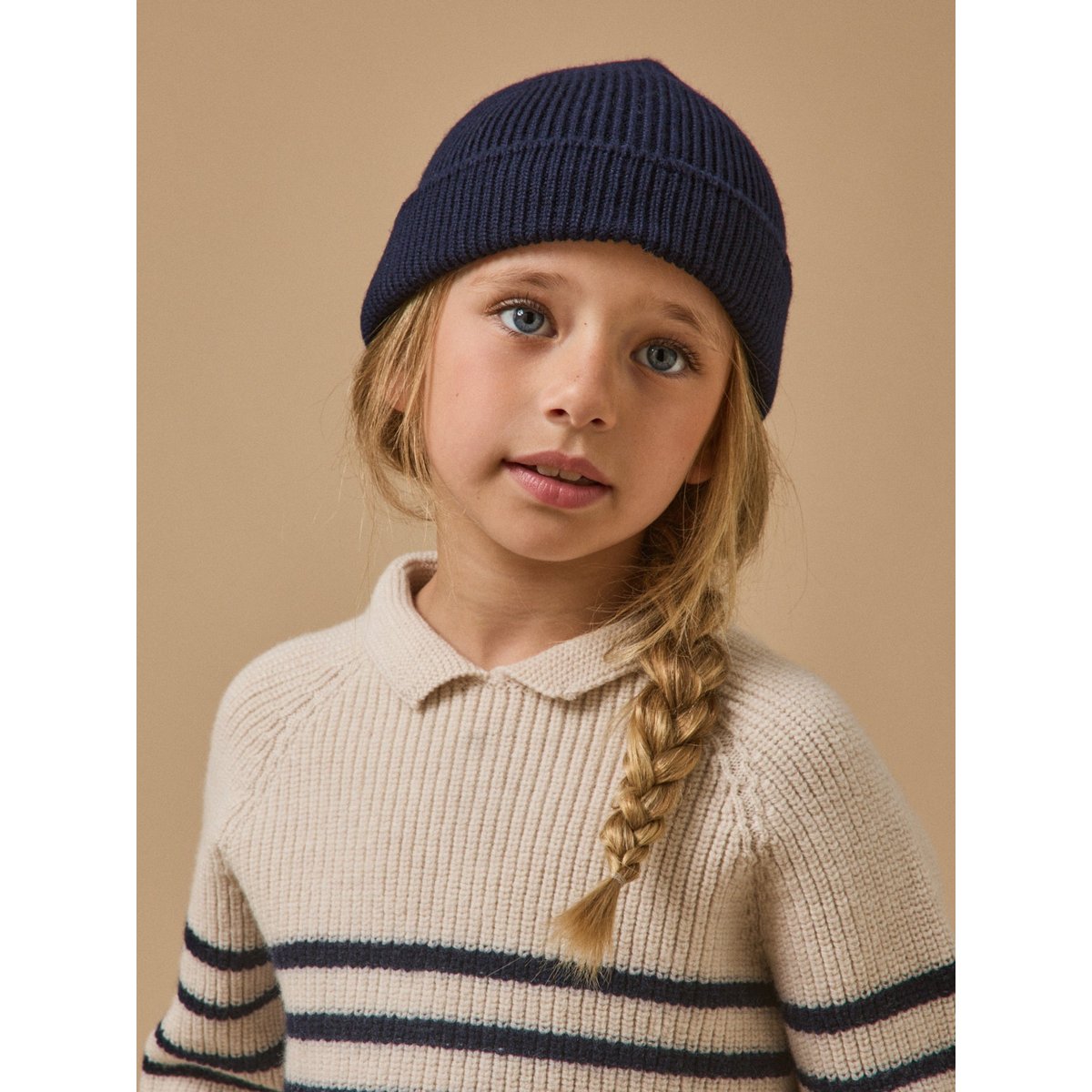 Bonnet laine mérinos enfant - Cyrillus X les 3 Tricoteurs marine, CYRILLUS