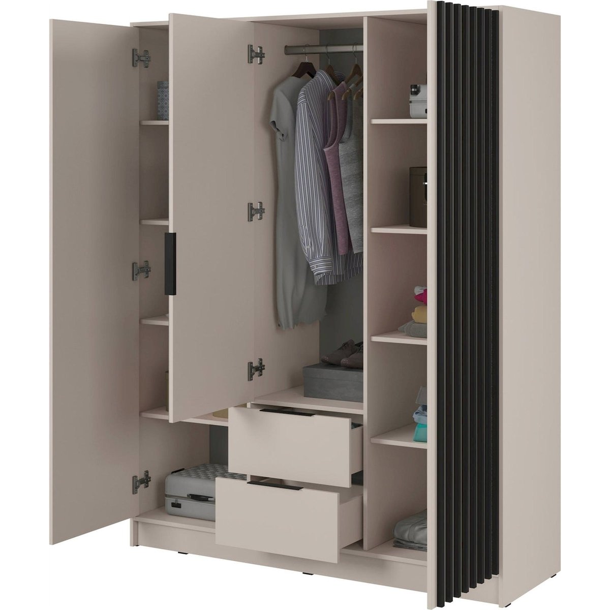 Armoire à miroir 3 portes collection KARETTE gris et bois clair, RECOLLECTION