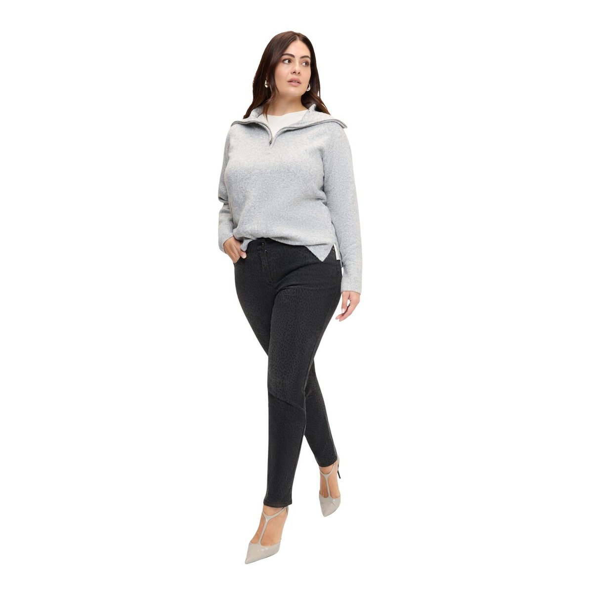 Jean skinny à imprimé animalier noir, FIORELLA RUBINO