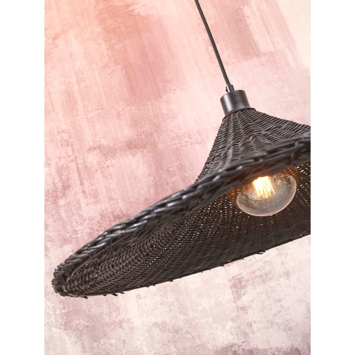 Lampe Suspendue Rotin BORABORA noir, GOOD & MOJO
