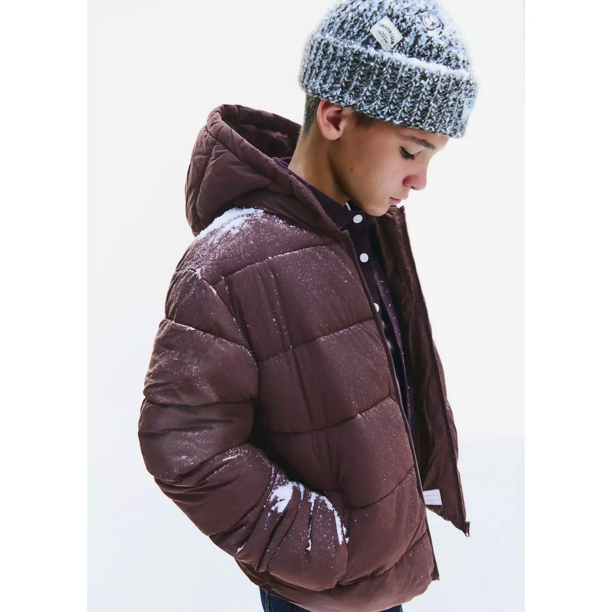 Anorak matelassé à capuche rouge foncé, MANGO KIDS