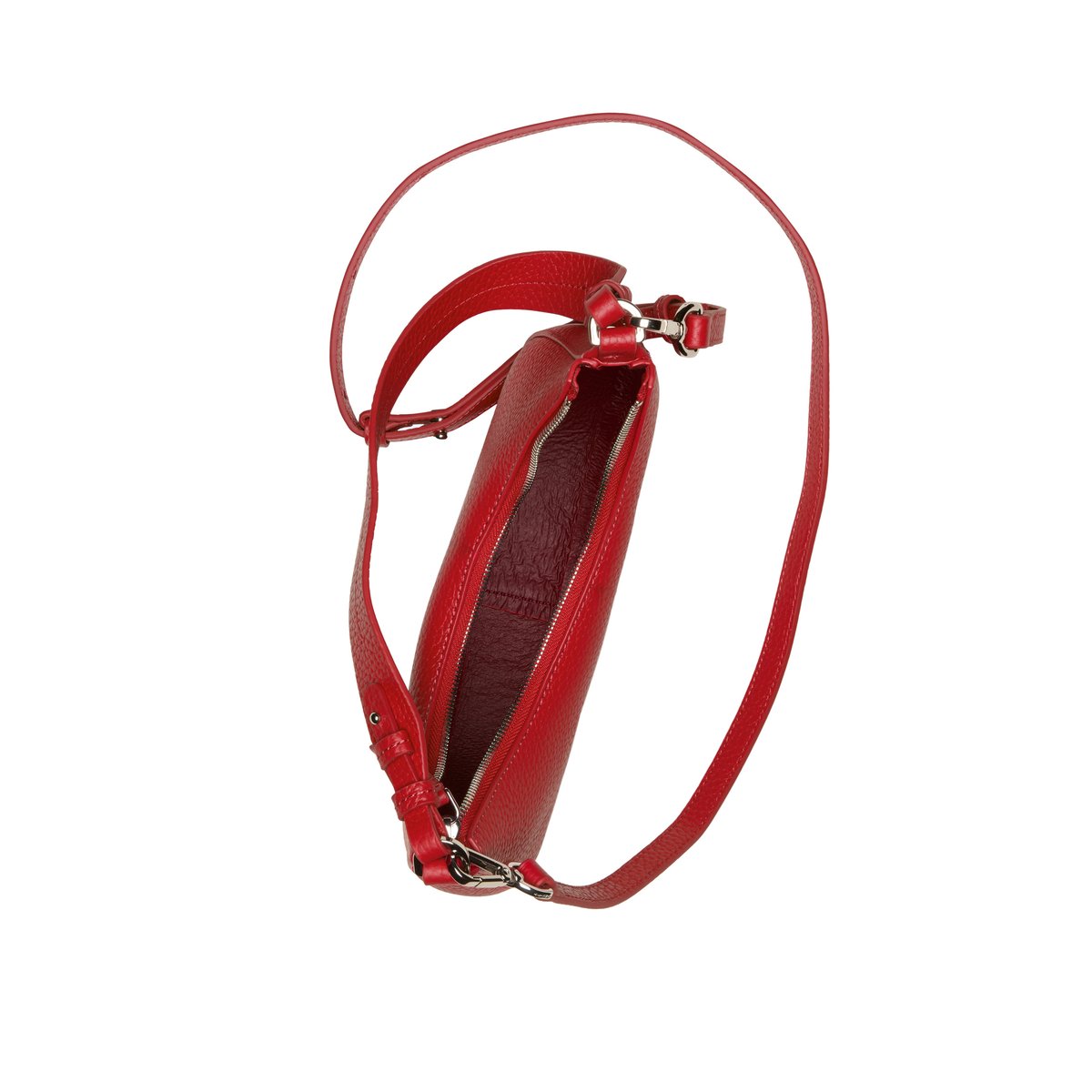Sac à bandoulière medium en cuir de vache finement grainé rouge, MARC O'POLO
