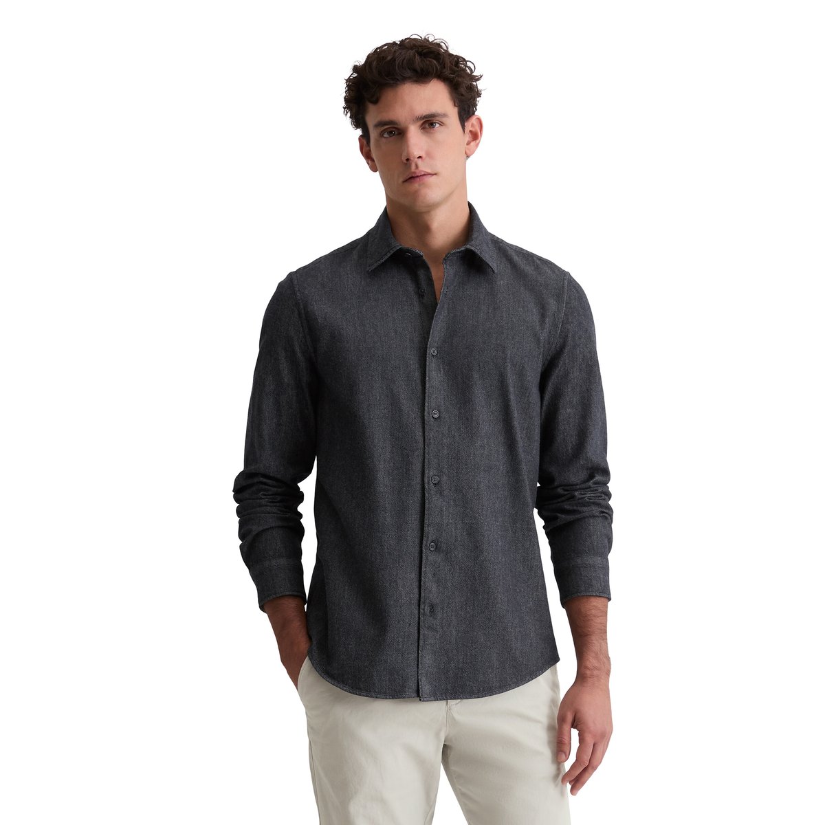 Chemise en jean shaped en pur coton bio bleu foncé, MARC O'POLO