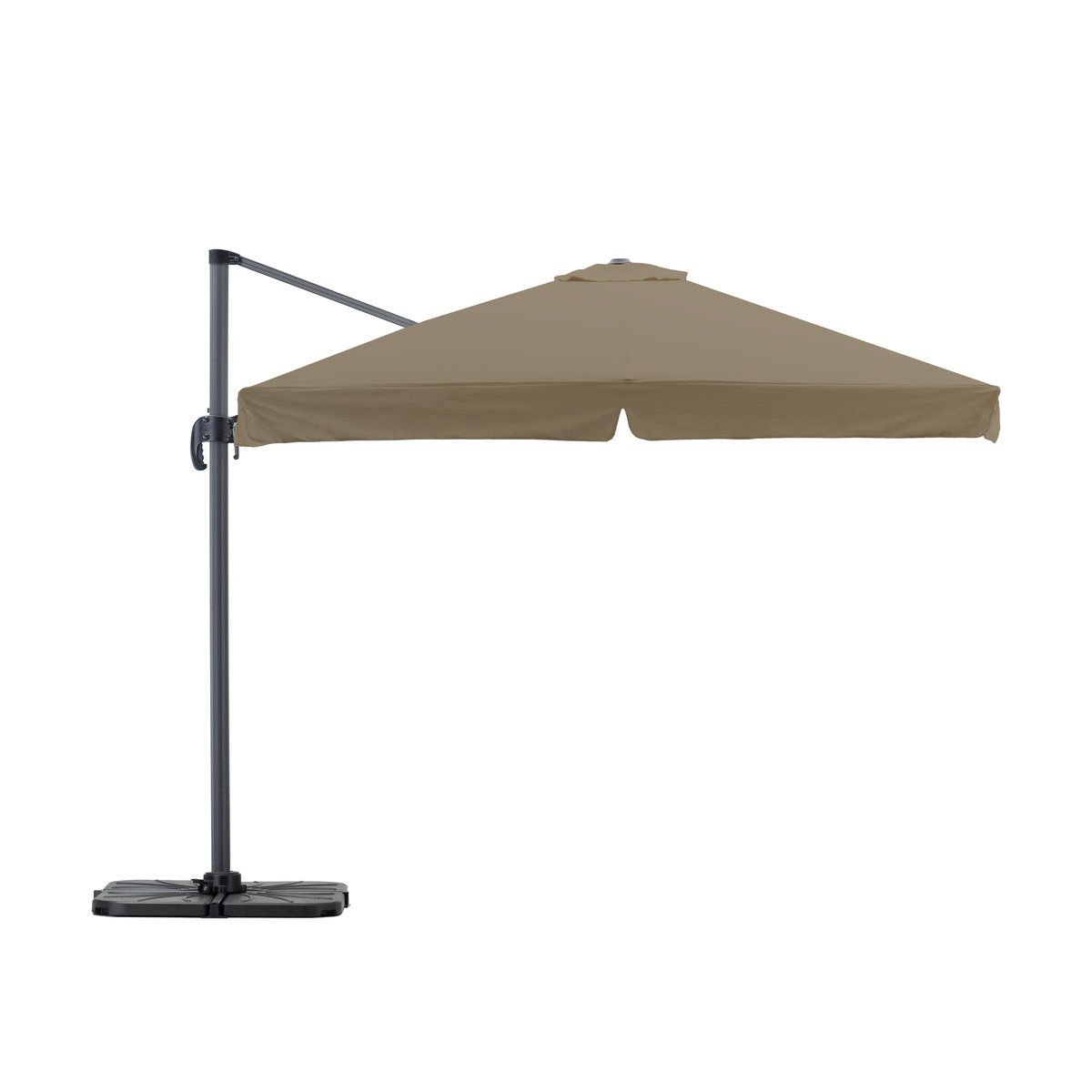 Set parasol deporté, carré, MILAN beige taupé, structure anthracite, DEFORA HOME