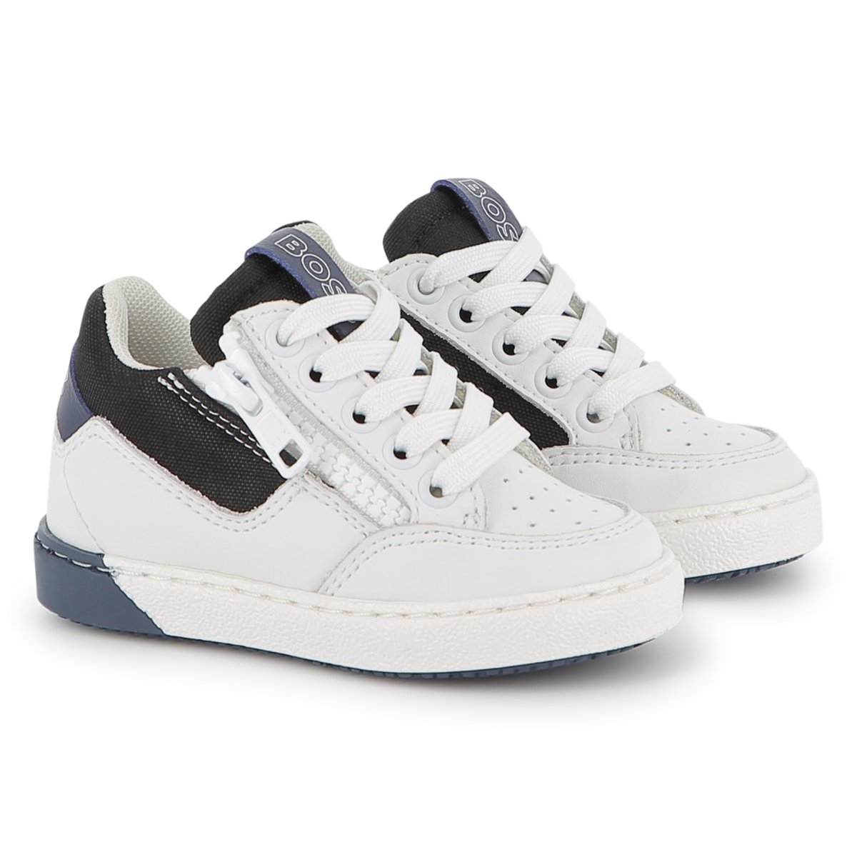 Baskets avec lacets et zip blanc, BOSS KIDSWEAR