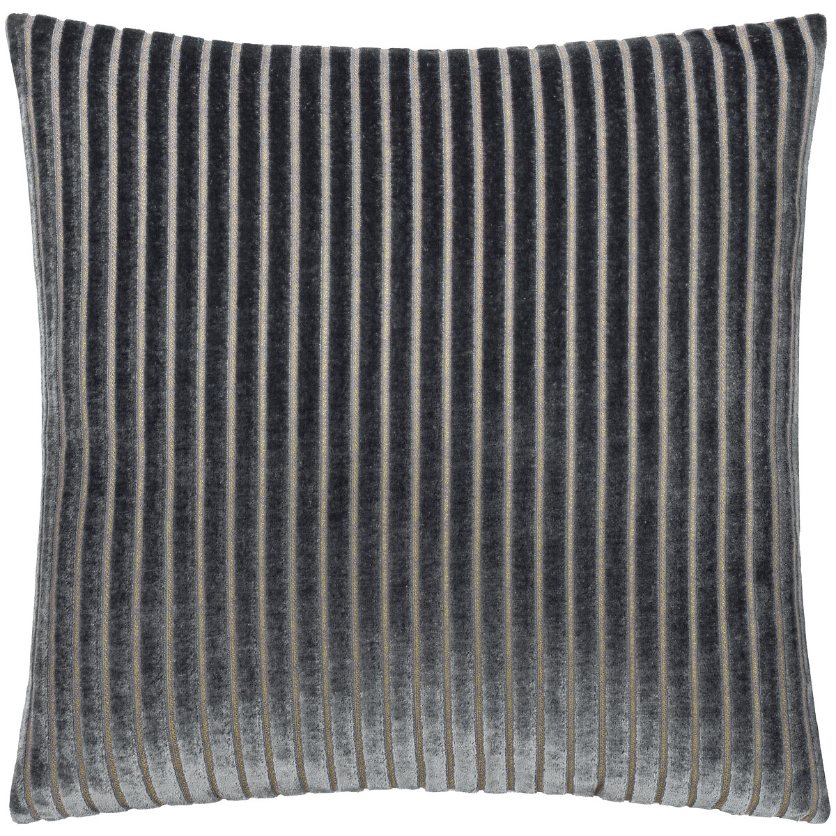 Savoy Stripe Velvet Cushion charcoal, PAOLETTI