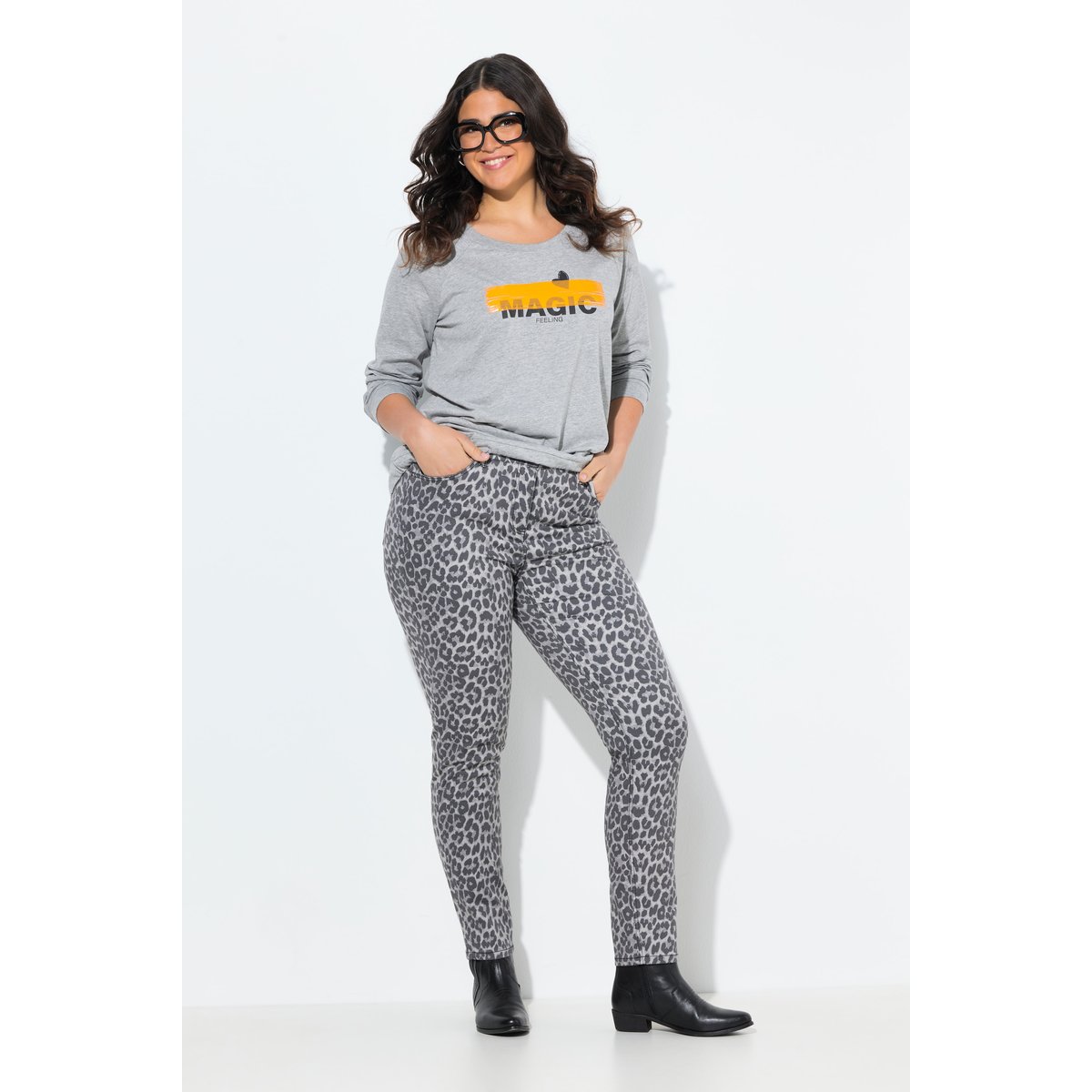 Jean Sarah motif léopard gris clair, ULLA POPKEN