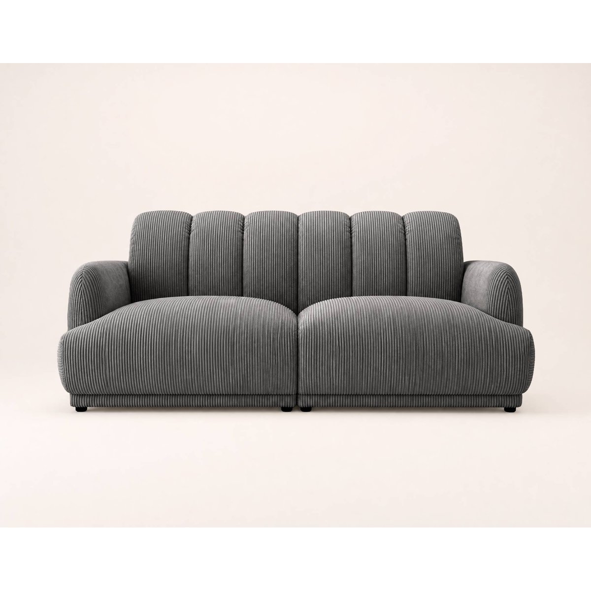 Luigi - Canapé droit 3 places en velours côtelé gris, BEST MOBILIER