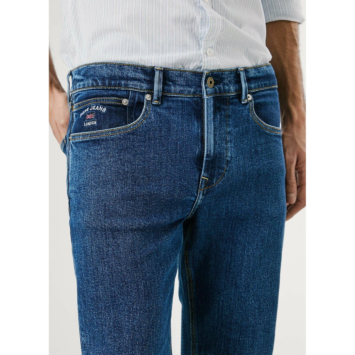 Hatch Slim Fit Jeans mid blue, PEPE JEANS