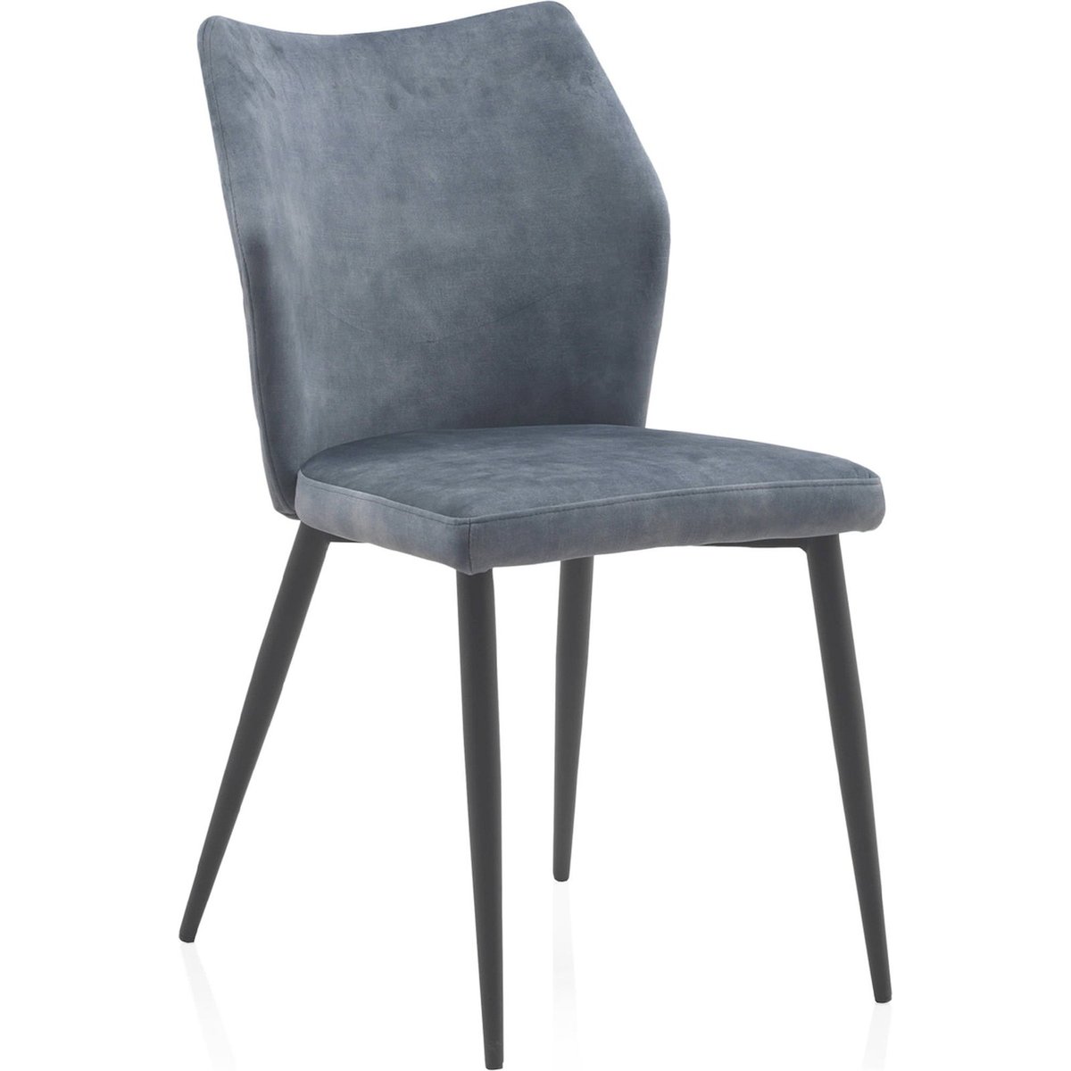 Chaise velours style moderne, Pieds métal bleu velours matelassé, RECOLLECTION