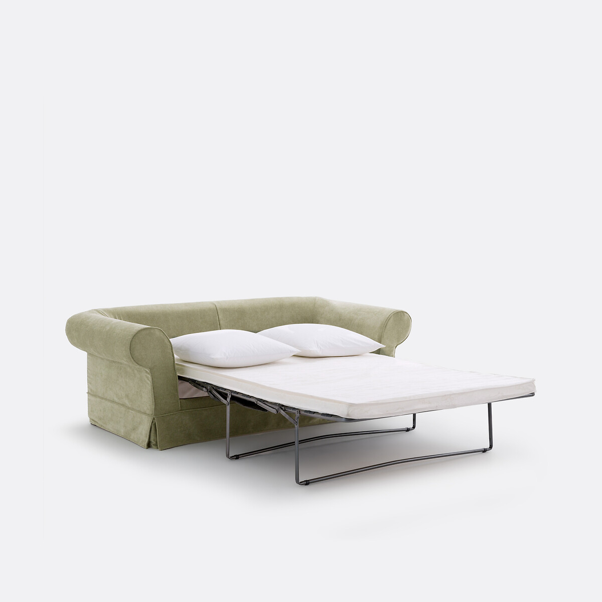 Canapé droit convertible, 2 ou 3 places, déhoussable, en polyester chiné, ADELIA eucalyptus, LA REDOUTE INTERIEURS