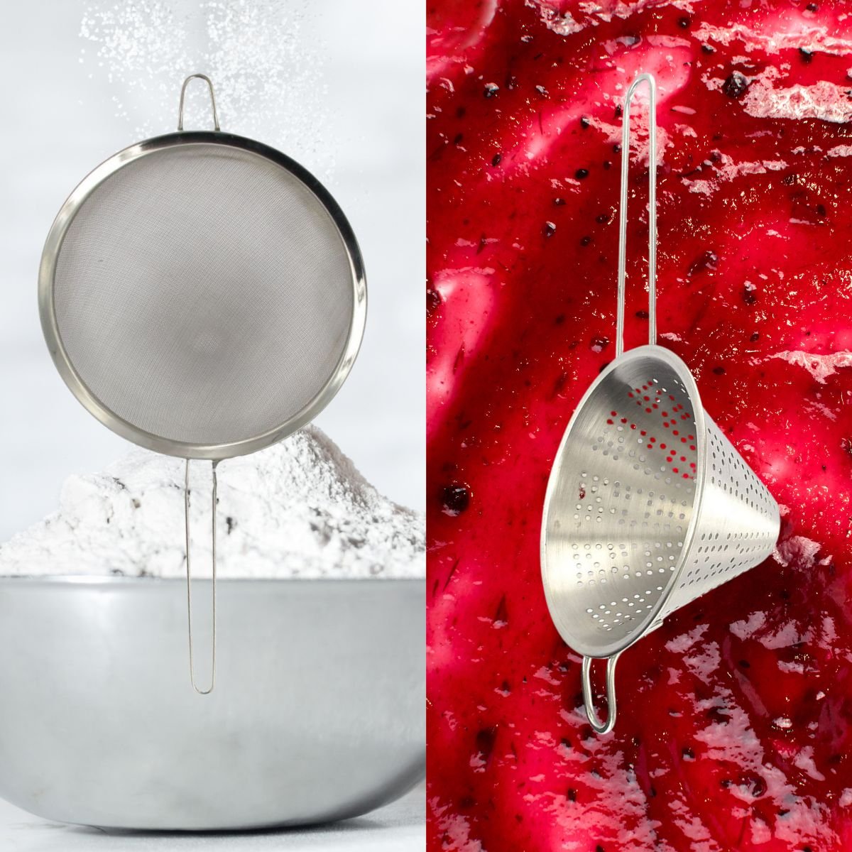 Lot d'une passoire et un chinois GOURMET EDITION inox, FM PROFESSIONAL