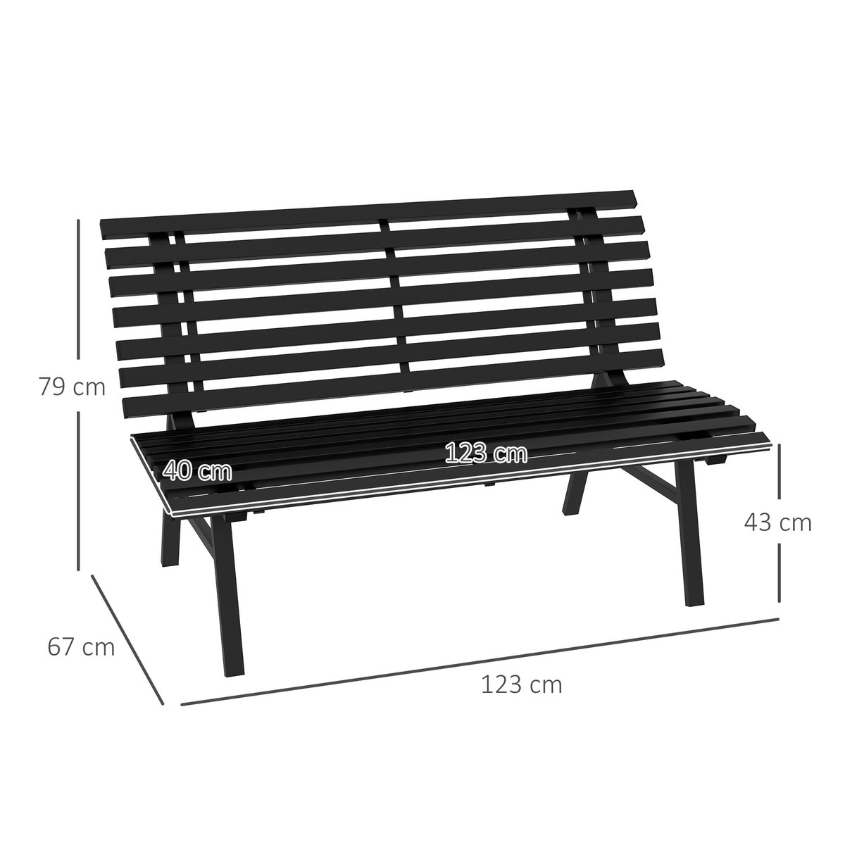 Banc de jardin Aluminium Noir noir, OUTSUNNY