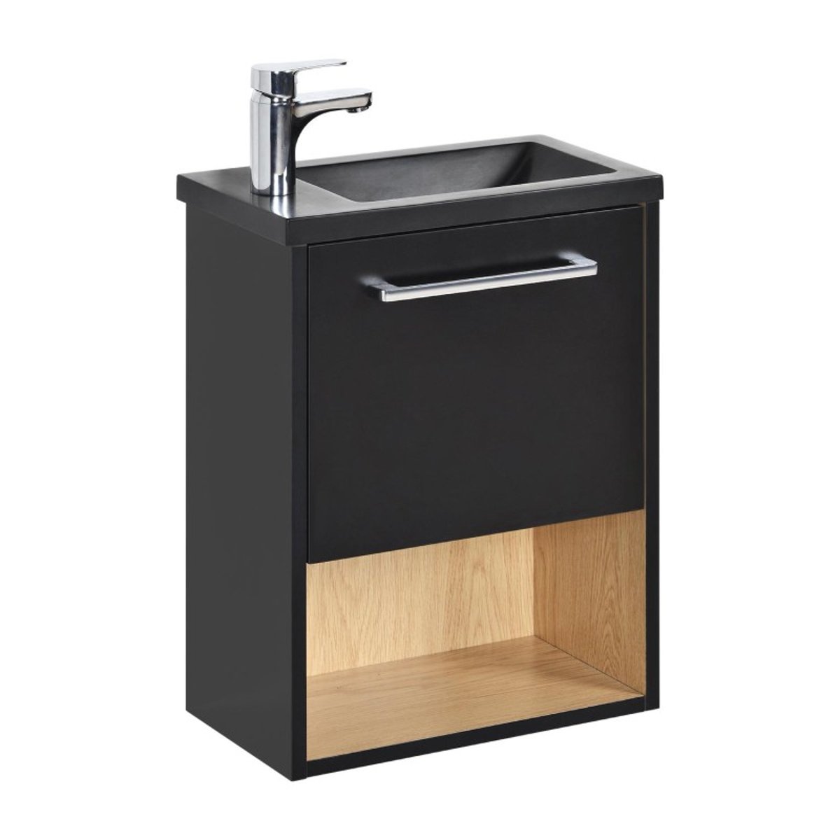 Meuble lave-mains Nika noir et chêne, MOB IN