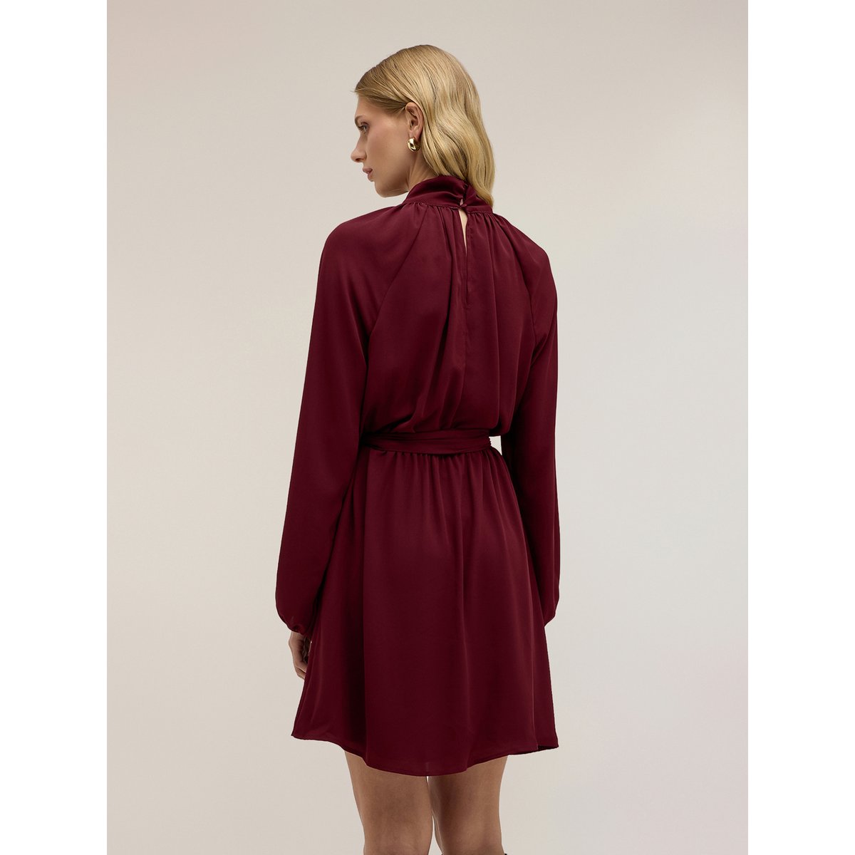 Robe évasée drapée burgundy, MOTIVI