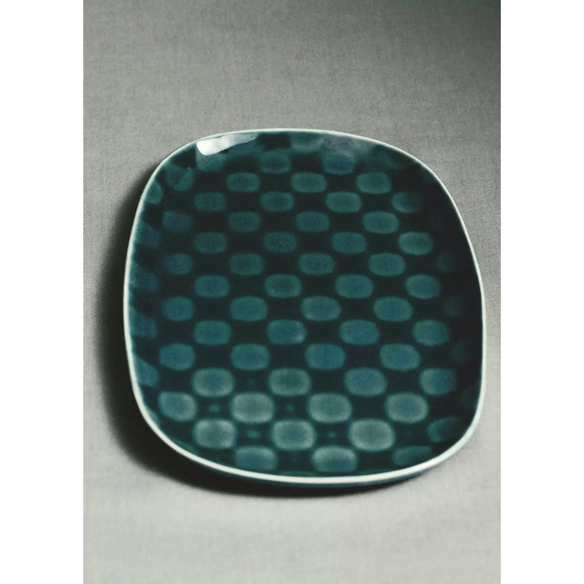 Plat en grès imprimé bleu pétrole, MANGO HOME