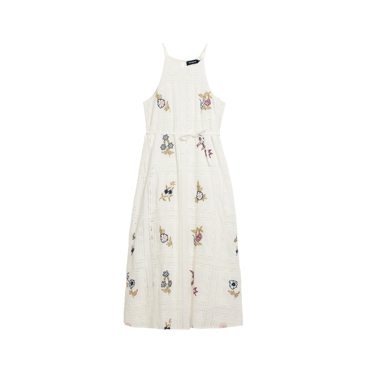 Robe halter brodée blanc, DESIGUAL