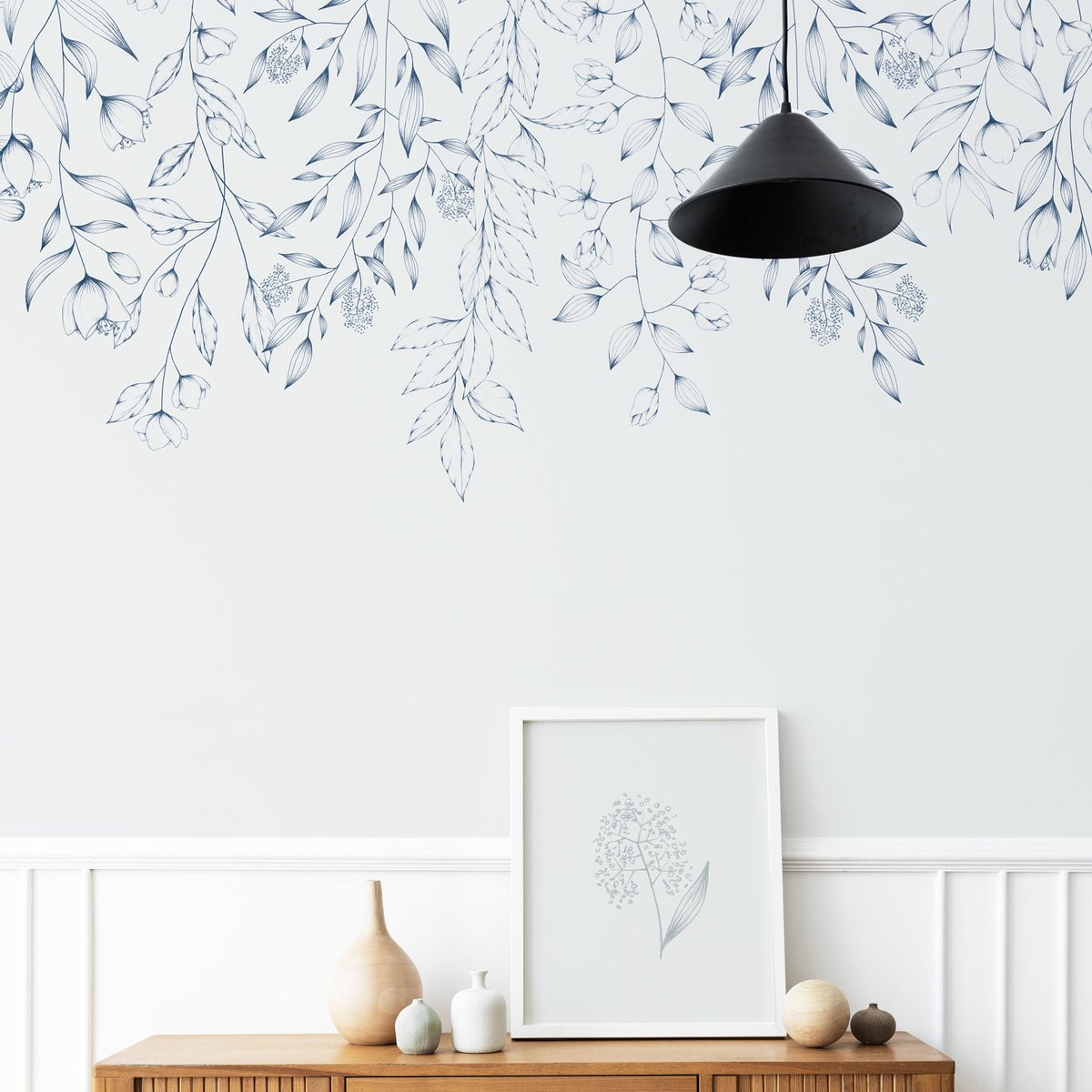 Papier peint panoramique Florale, Bleu 150 x 250cm bleu, ACTE DECO