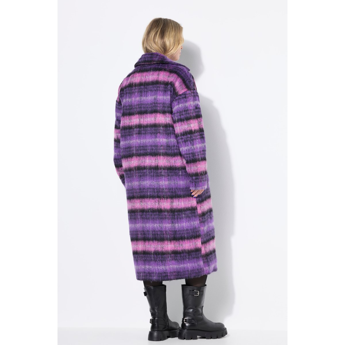 Manteau oversize à carreaux. Manches longues violet, STUDIO UNTOLD
