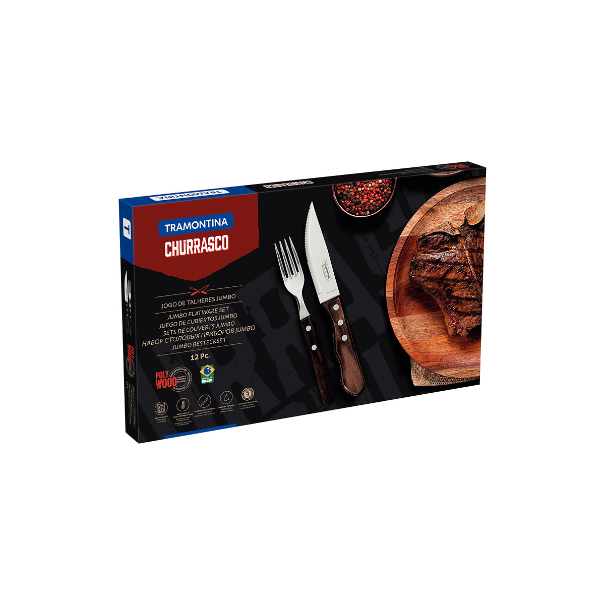 Conjunto de talheres Churrasco Jumbo (12 peças), Tramontina inox, TRAMONTINA