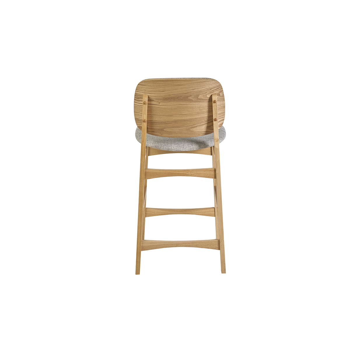 Tabourets scandinaves en bois clair frêne et tissu gris clair H66 cm (lot de 2) SOQUETTE gris, MILIBOO