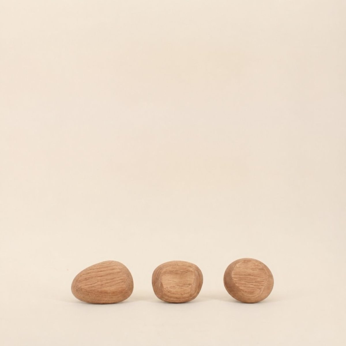 Set de 3 patères galet en bois marron, BAZAR DE LUXE