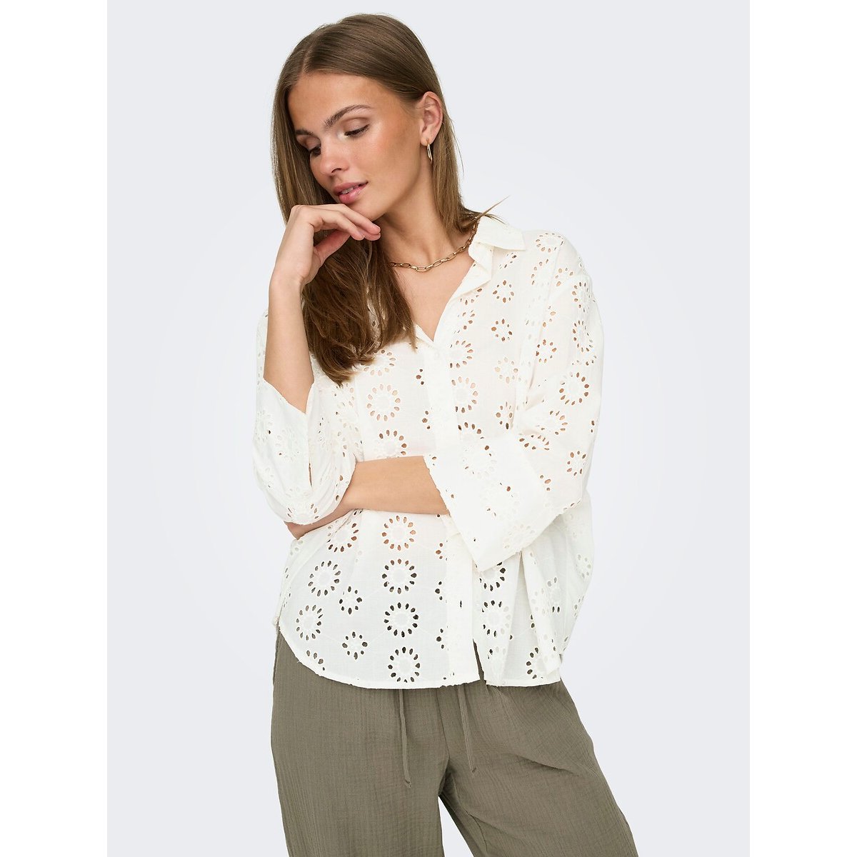 Chemisier détail broderies blanc, JDY