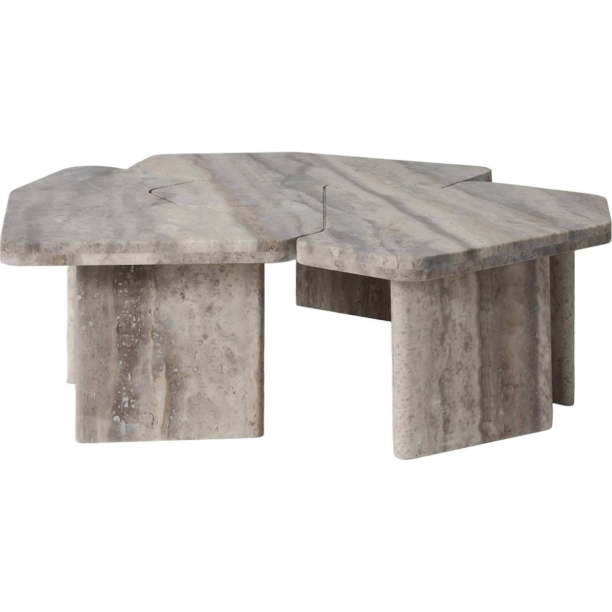 Table basse gigogne en travertin gris travertin, RECOLLECTION