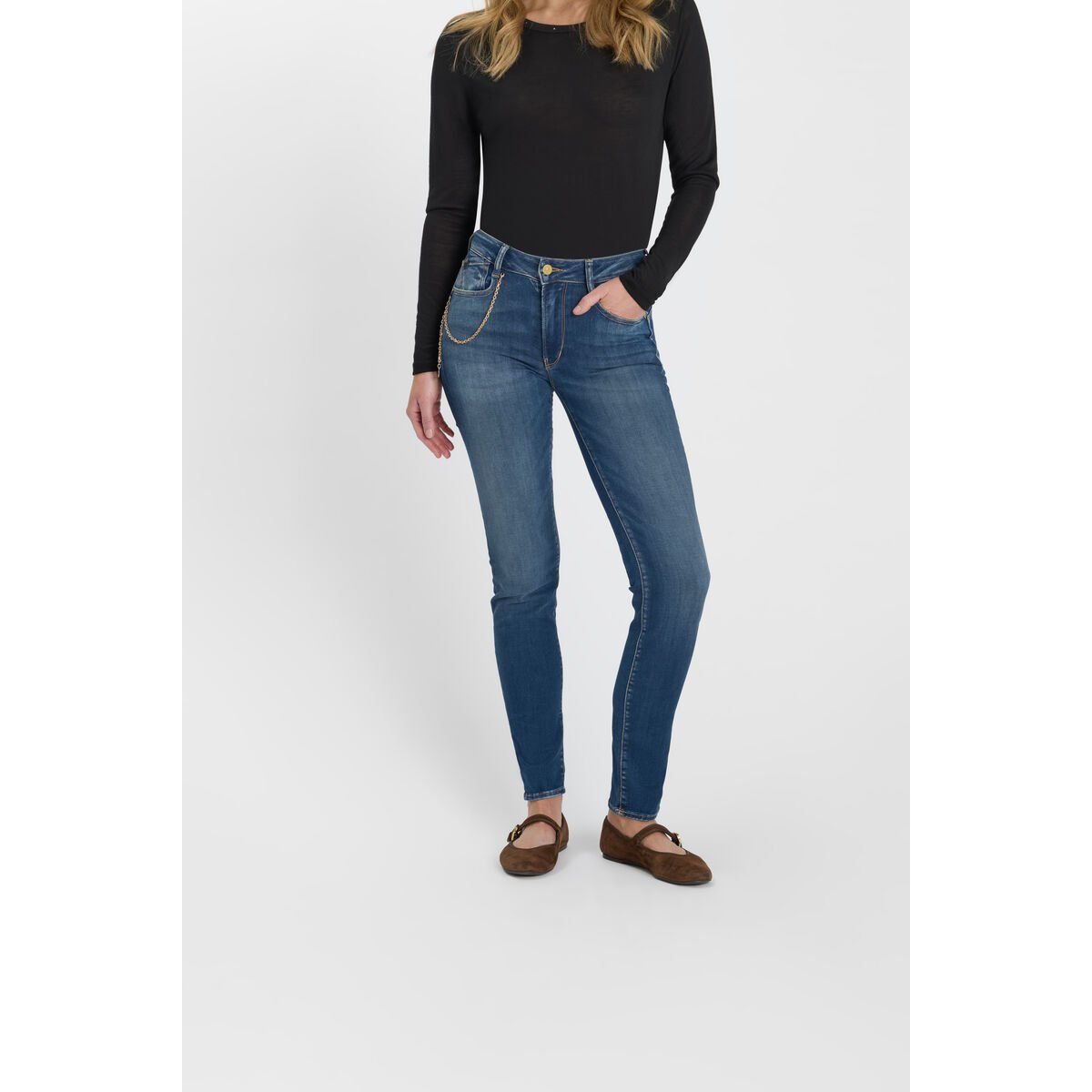 Jeans push-up slim taille haute PULP, longueur 34 blue, LE TEMPS DES CERISES