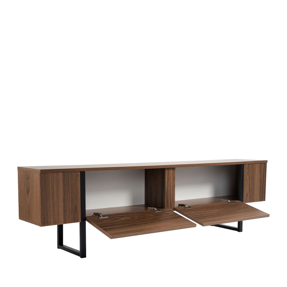 Meuble TV 2 portes en bois et métal L180cm- TOD bois foncé, DRAWER
