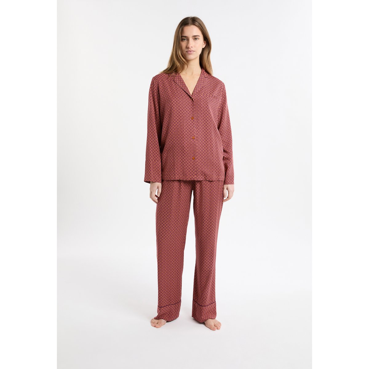 Chemise de pyjama à motifs MISTRAL bordeaux grenat, ETAM