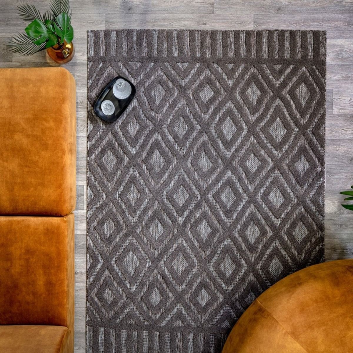 Tapis salon et chambre moderne ATLAS DIAMOND gris, NOVATREND