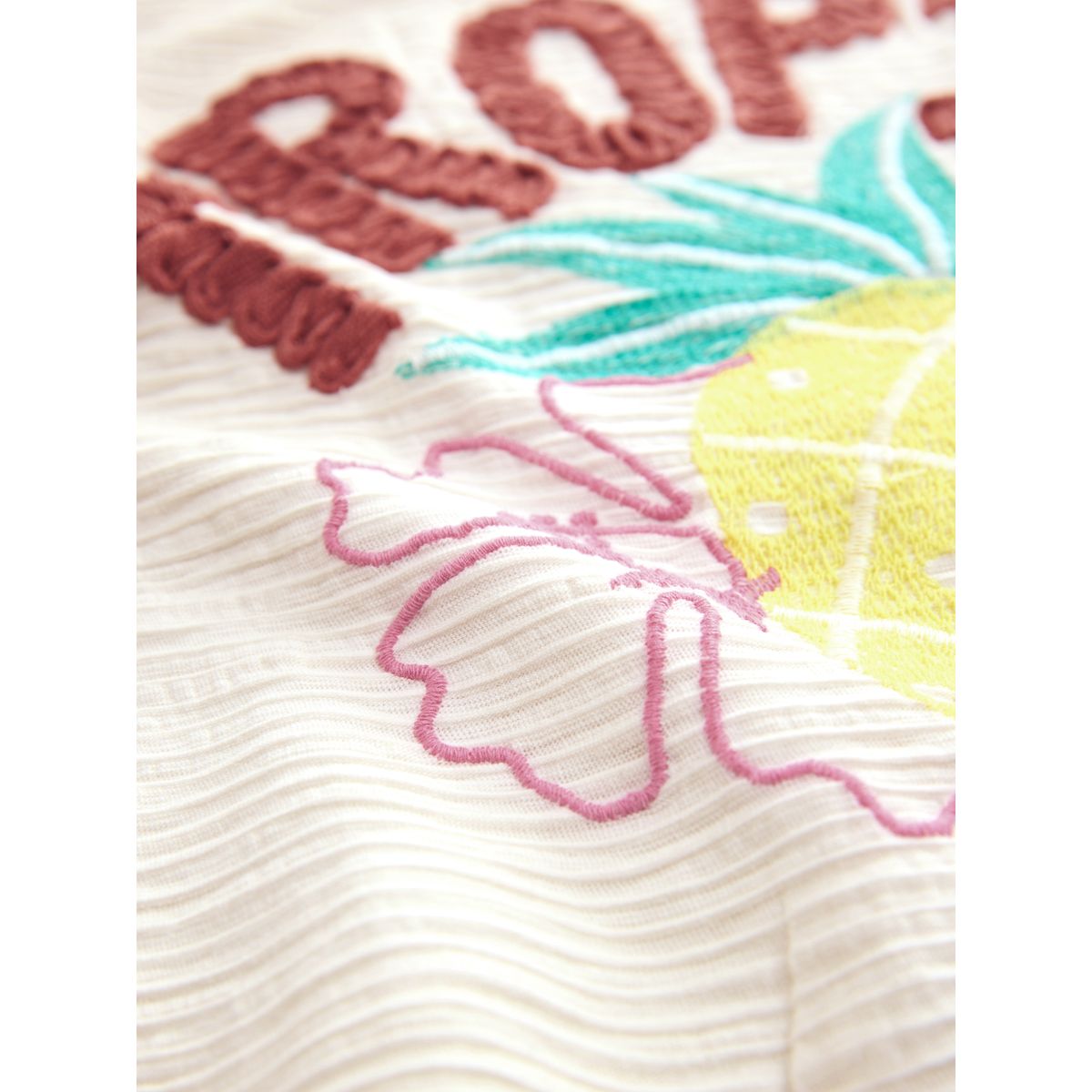 T-shirt texturé à broderie tropics écru, NEXT