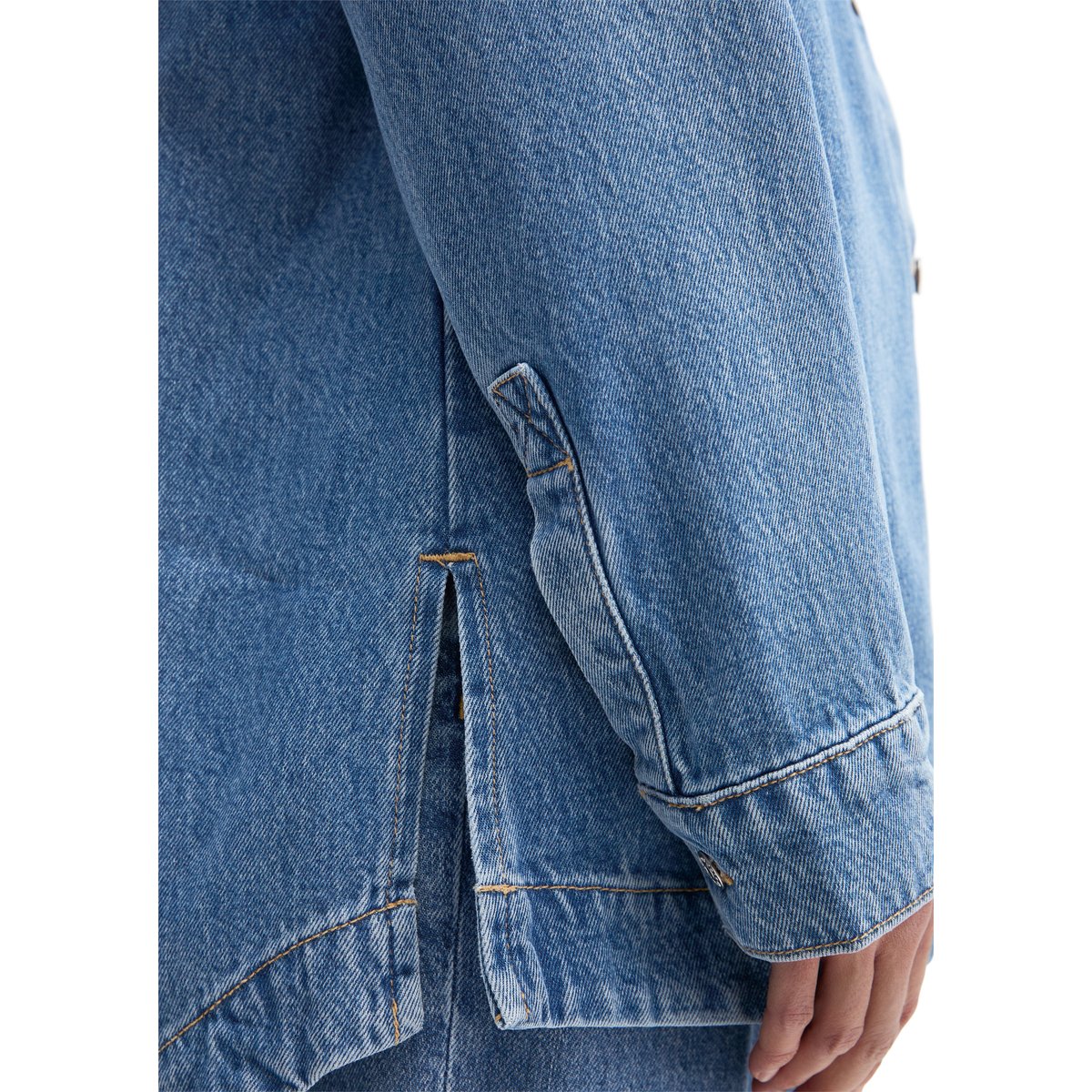Blouse en jean relaxed en mélange TENCEL™ Lyocell bleu moyen, MARC O'POLO