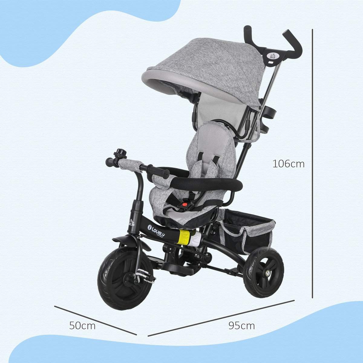 Tricycle pour enfants Métal Violet gris, HOMCOM