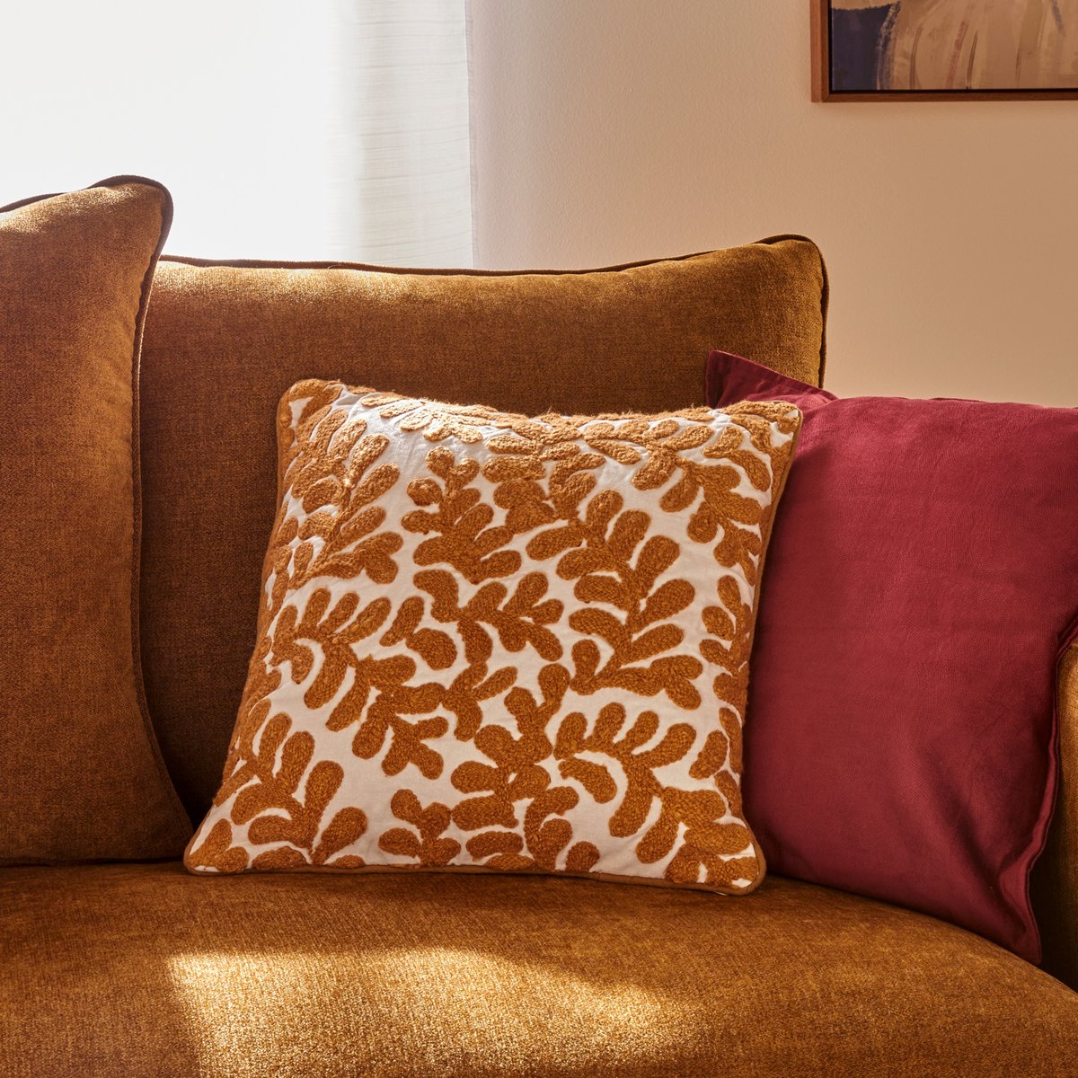 Housse de coussin en coton SIENNA jaune, ATMOSPHERA