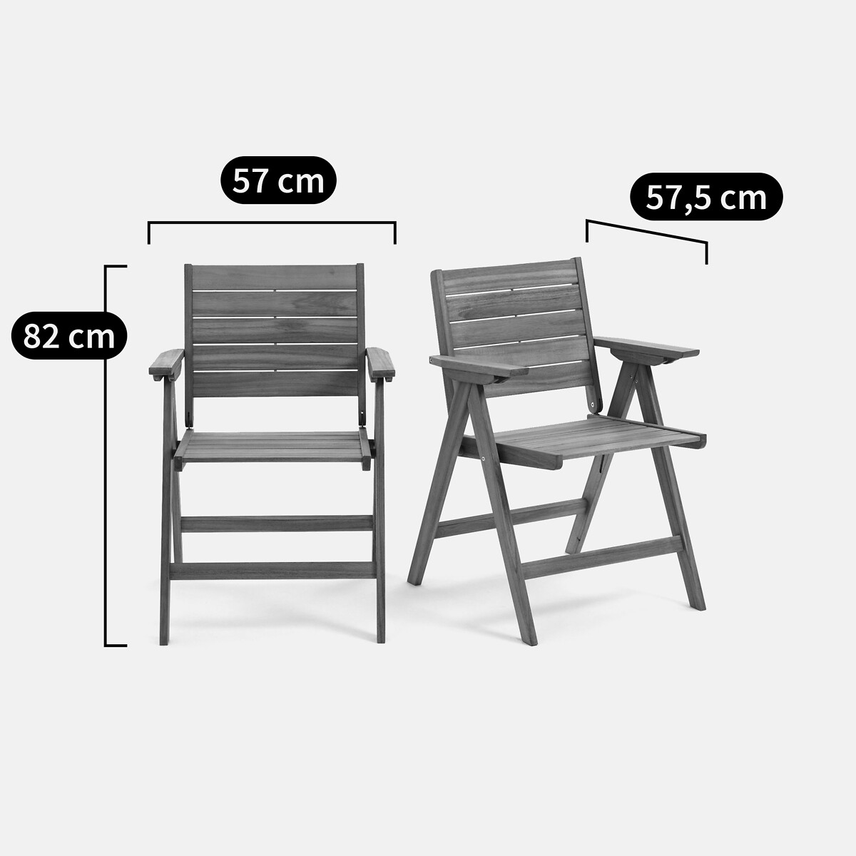 2 fauteuils pliants Réalto, en acacia acacia, LA REDOUTE INTERIEURS