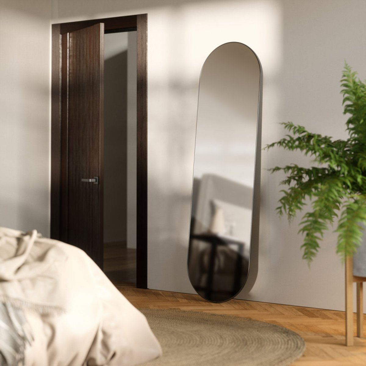 Grand miroir mural ovale métal HUBBA PILL laiton, UMBRA