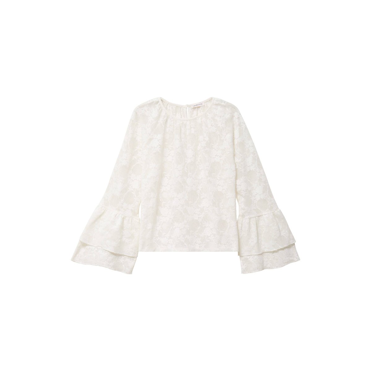 Blouse col rond manches longues dentelle ecru, CACHE CACHE