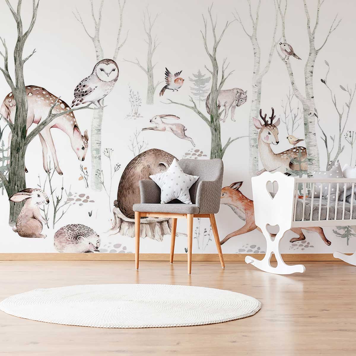Papier peint forêt enfant intissé, HEXOA