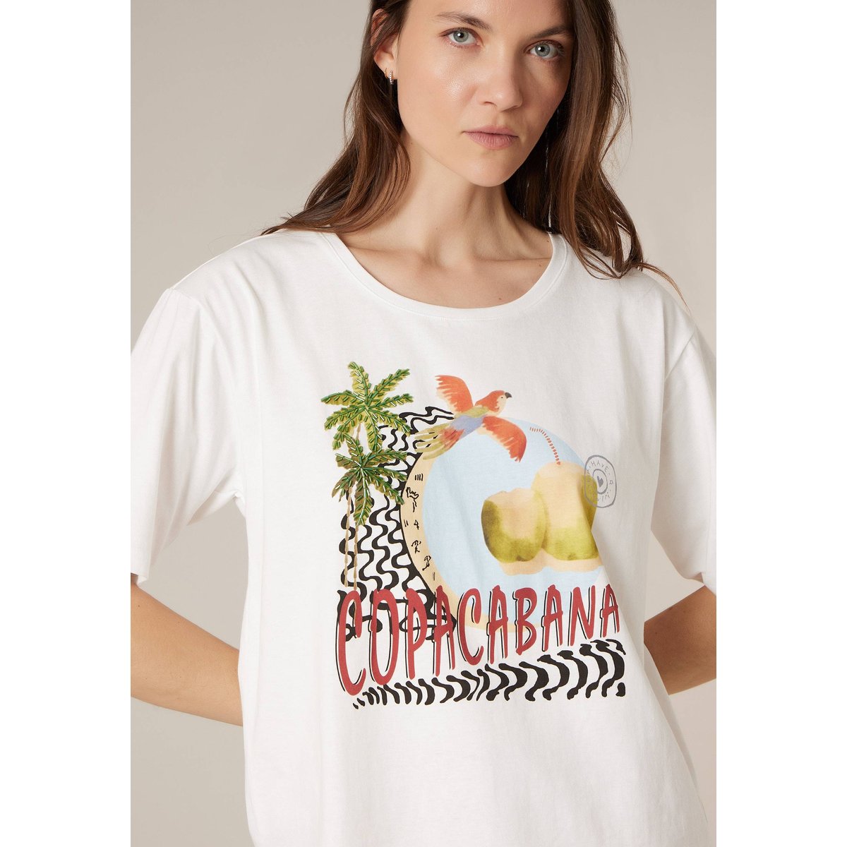 T-shirt femme en coton ALBANE off white, DEELUXE