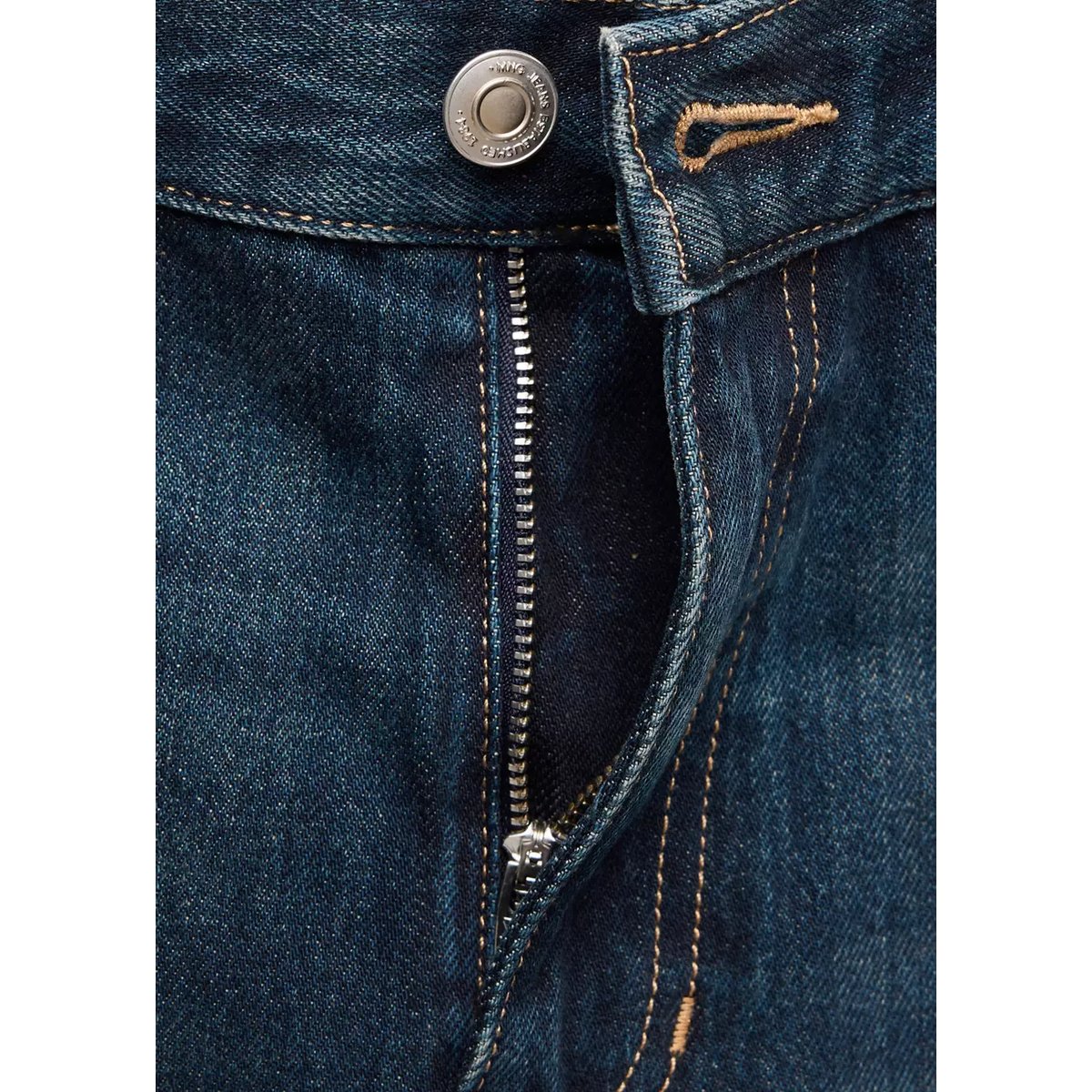 Jean flare usé bleu foncé vintage, MANGO