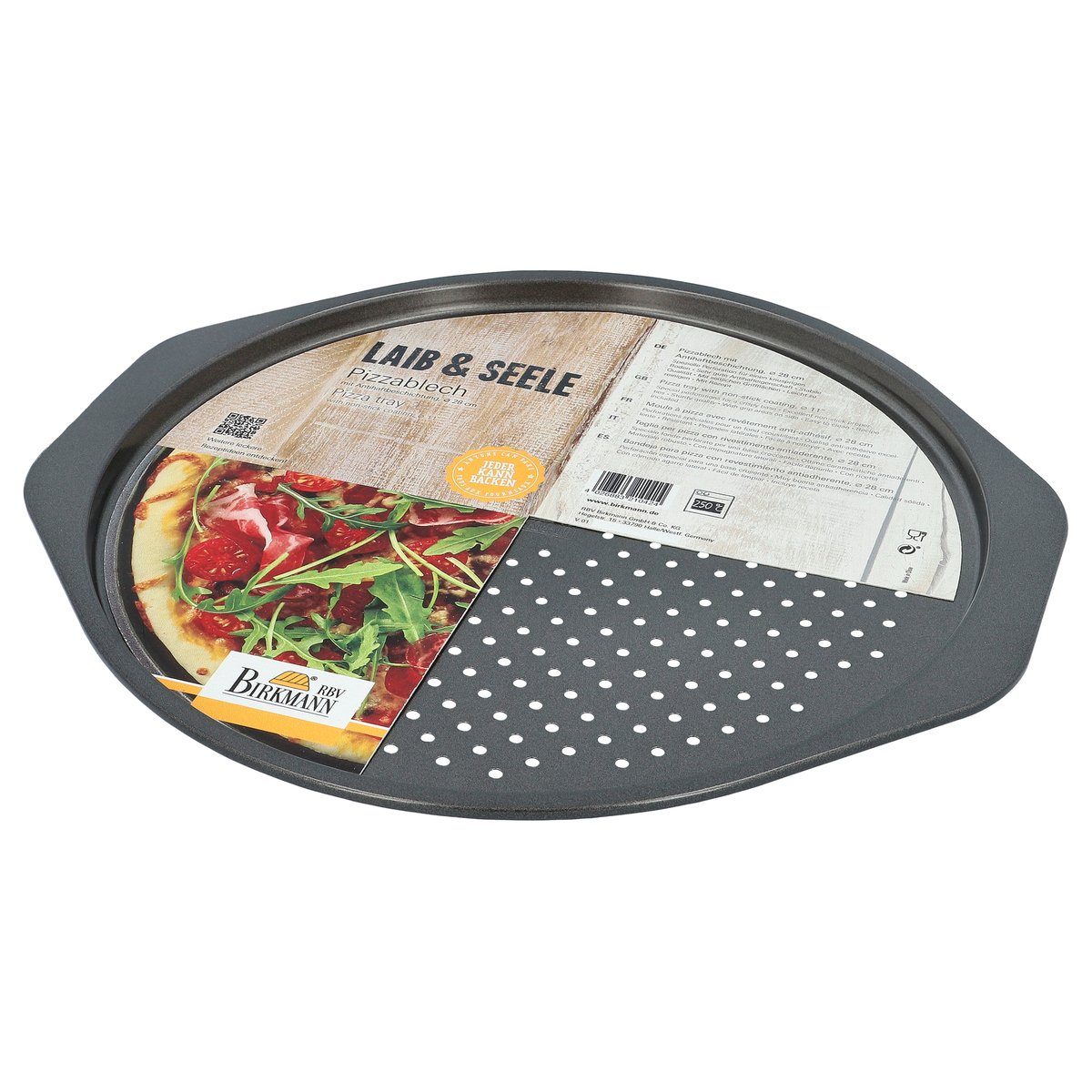 Plaque de cuisson pizza en acier carbone, LAIB & SEELE argent, BIRKMANN