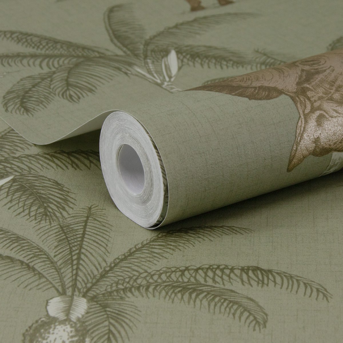 Papier peint Kenya Soft vert, ocre, SUBLIME