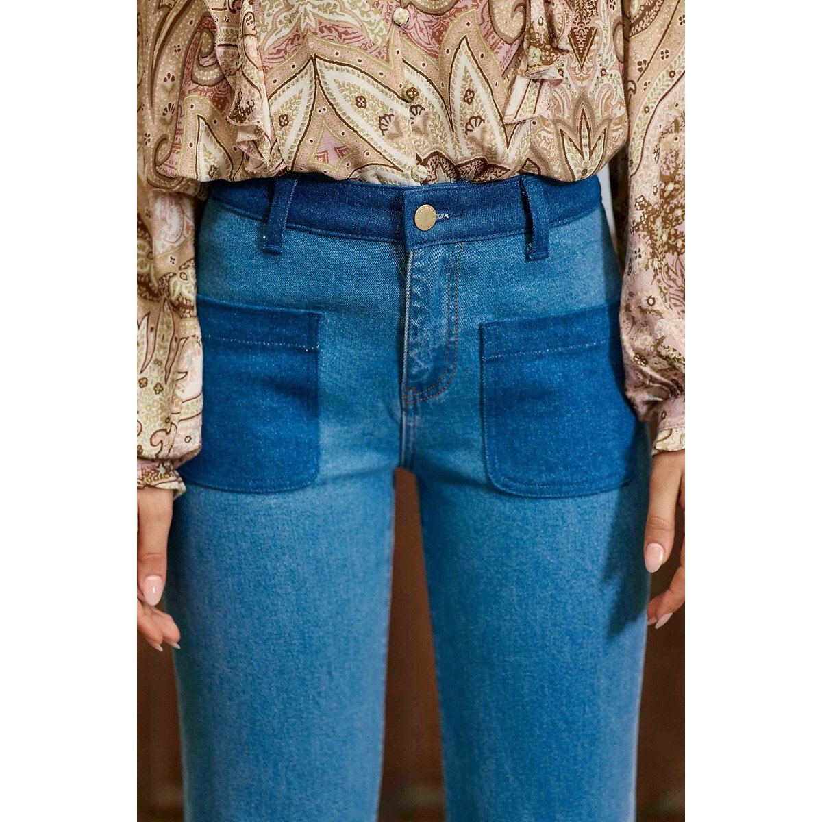 Jean bootcut stone à poches en denim brut, SONNYA stone, LA PETITE ETOILE