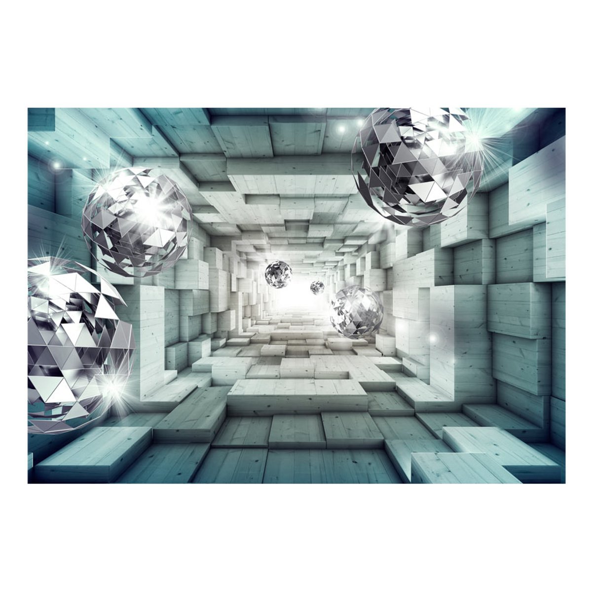 Papier peint intissé panoramique Abstractions Journey Through the Blue Tunnel bleu, EDEN
