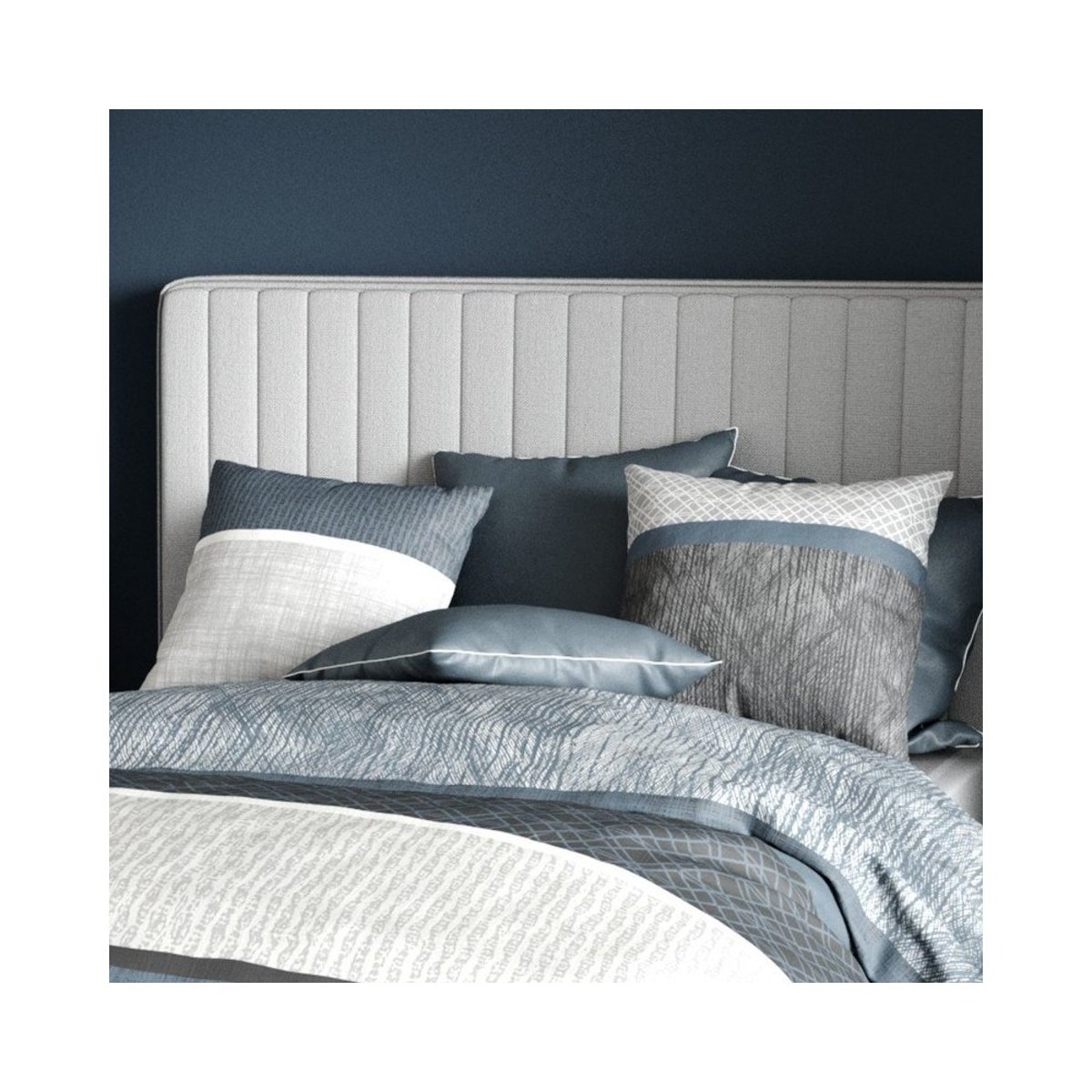 Housse de couette + 2 taies Brehat bleu, EDEN