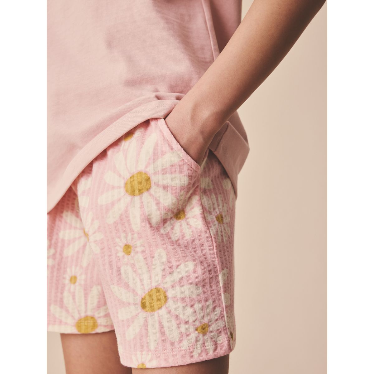 Short texturé fleur rose, NEXT